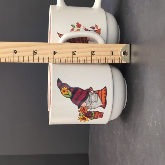 Sheffield Home Ceramic White/Orange Mug Set with Whimsical Gnome Designs. - Picture 9 of 9